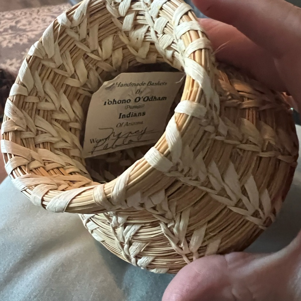 vintage Native American Indian PAPAGO Tohono O’Odham BASKET, orig. tag attached - Picture 5 of 7